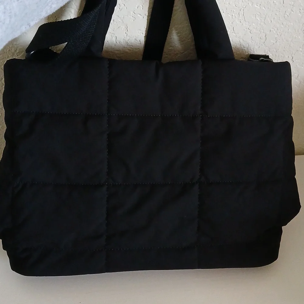 GAP Black Quilted Tote Bag with Shoulder Strap